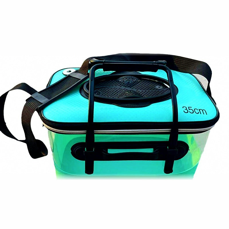 Collapsible EVA Fish Bucket with Clear Panels, 3 Sizes