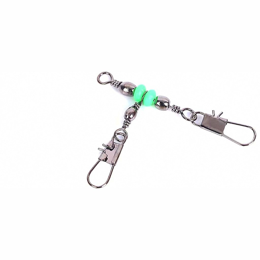 Barrel Swivel with Snap, Glow Bead, Black, 3 Sizes