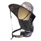 Wide Brim Sun Hat with Neck Flap and Mesh Face Veil