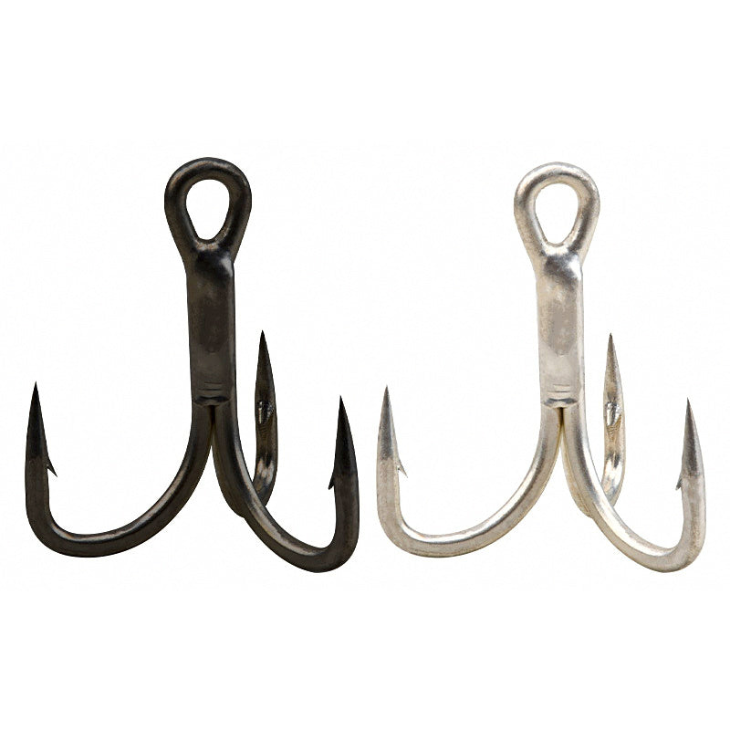 Barbed Treble Hooks, Size 6 to 5/0, Black Nickel or Satin Tin
