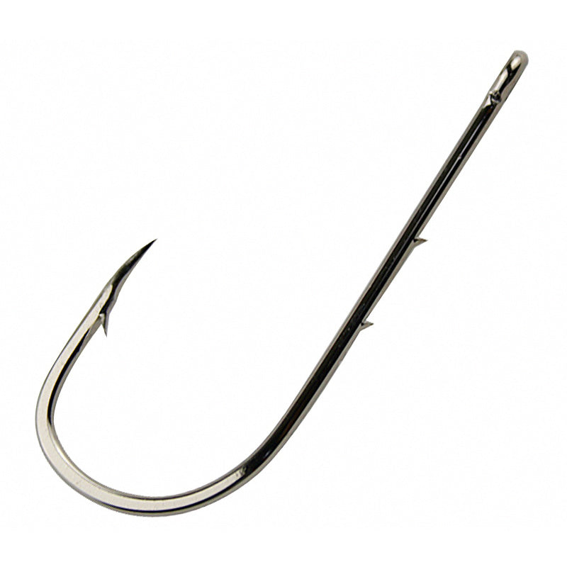 Long Shank Eyed Barbed Offset Hooks, High Carbon Steel