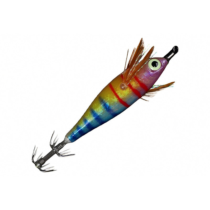 Glow Wooden Shrimp Squid Jig, Horizontal Style (Oita Type)