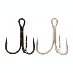 Barbed Treble Hooks, Black Nickel & Matte Tin, Sizes 12–2/0