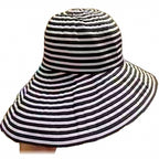 Foldable Striped Bucket Sun Hat, Wide Brim, L (58–60 cm)