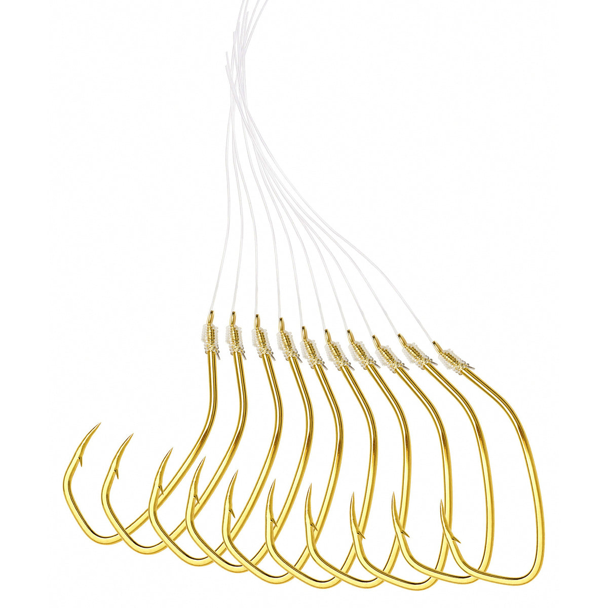 Pre-Snelled Offset Bass Hooks, Gold, Tub Pack