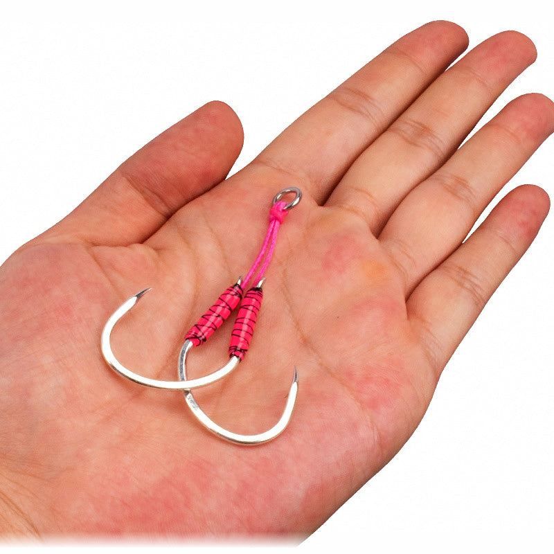 Jig Assist Hooks, Double Hook, Barbed, 2-Pack, 1/0–5/0