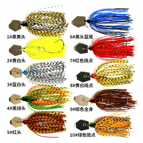 Bibbed Skirted Jig Lure with Spinner Blade, 12–20 g (0.4–0.7 oz)