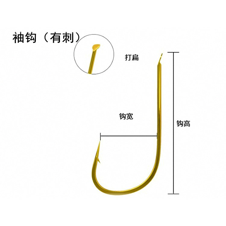 Fish Skin & Rubber Skin String Hooks, Barbed, Sizes 4–20