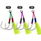 Feather Double Assist Hooks for Slow Pitch Jigs, Size 2–3/0