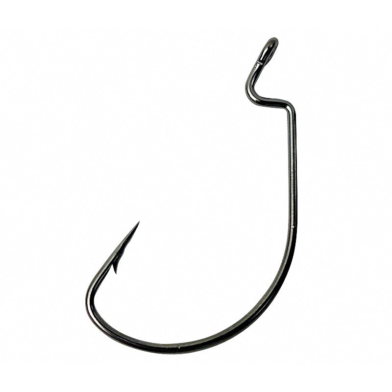 Wide-Belly Crank Single Hook, High-Carbon Steel, Barbed, 8–5/0