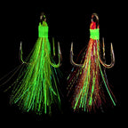 4X Treble Hooks, Sizes 4–2/0, Glow Bright Wire Colors