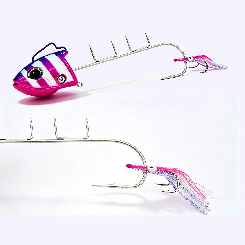 Glow Squid Jig Hook Rig, Size 14 Barbed, Boat Fishing