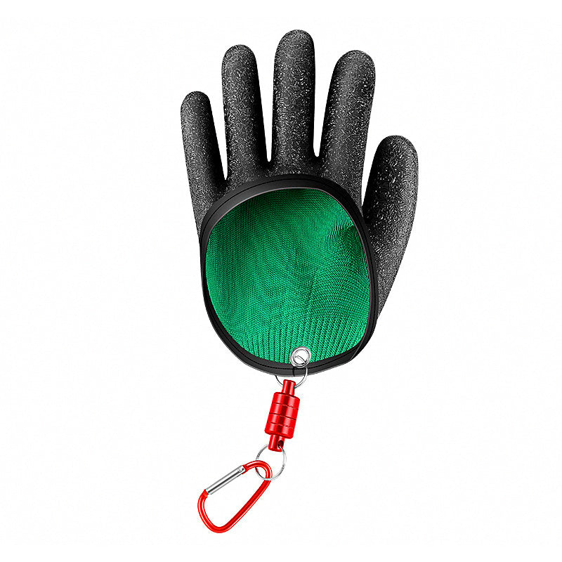 Fish Handling Gloves, Black, Quick-Dry, Optional Magnetic Clip