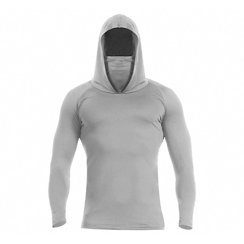 Hooded Fishing Sun Shirt with Face Mask, Quick-Dry