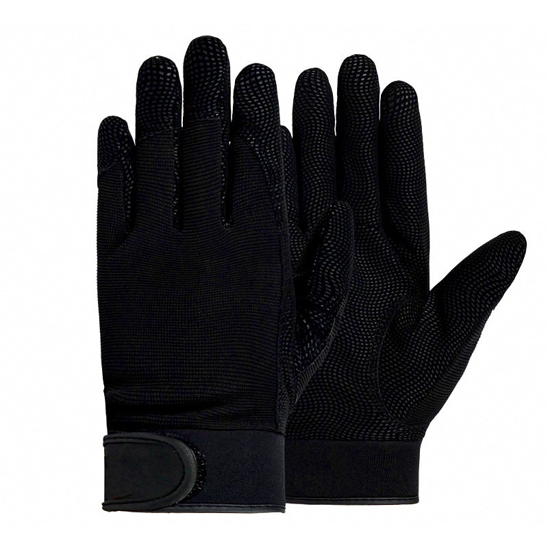 Anti-Slip Work Gloves, Hook-and-Loop Wrist, Black or Camo