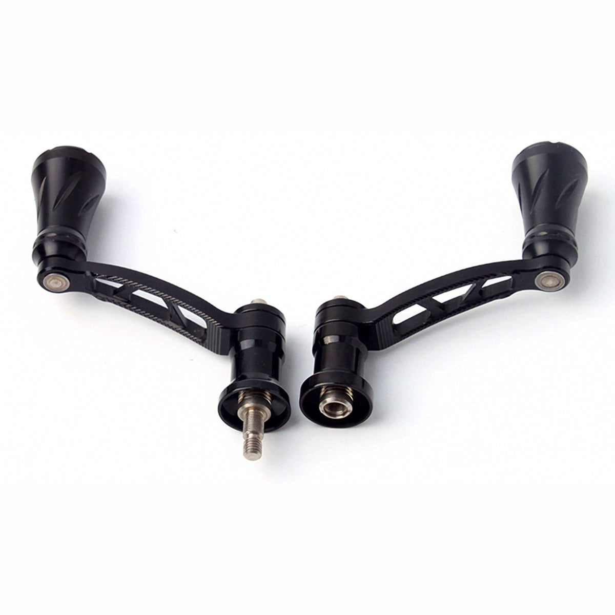 Aluminum Spinning Reel Handle Arm, Single or Double Knob, Black