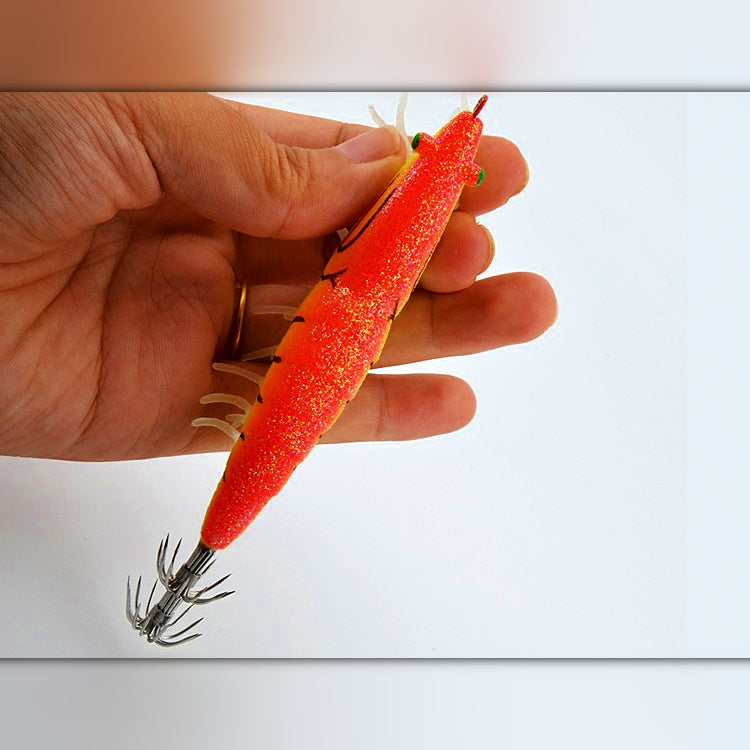 Wood Shrimp Squid Jig with Rattle, 3.5 Size, 21-24 g