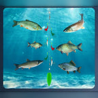 Fish Skin Sabiki Rig, 6 Hooks, Red/Green/Fish Skin