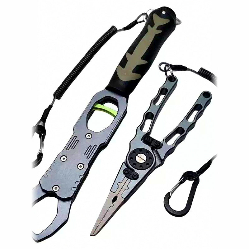 Fishing Pliers & Fish Gripper, Gunmetal Black
