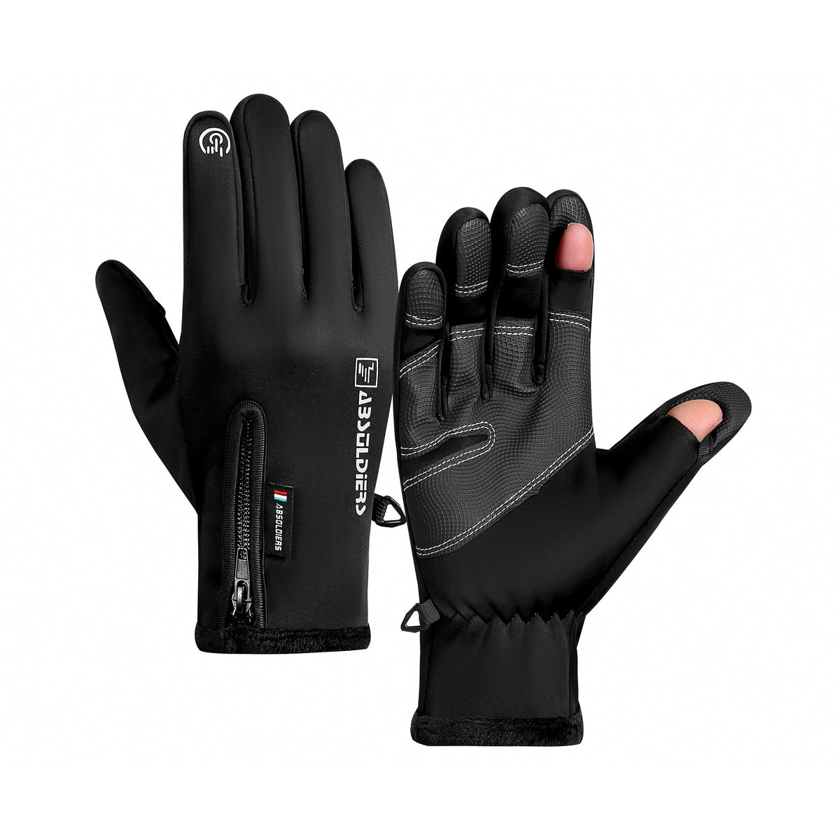 Fleece-Lined Fishing Gloves, Touchscreen, Flip-Top Finger Options