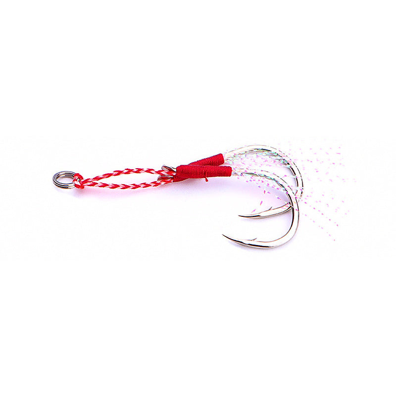 Feathered Double Hooks, Barbed, Carbon Steel, Sizes 10–20