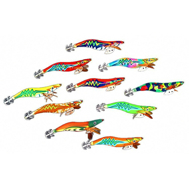 Wood Shrimp Squid Jig, Glow & Laser, No. 2.5–3.5