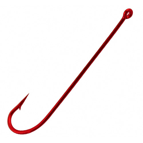Red Long Shank Bloodworm Hooks, Barbless, Sizes 10–1