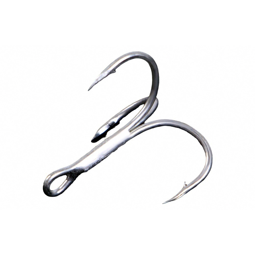Tin-Plated Treble Hooks, Barbed, Sizes 1–12 (15–20 pack)