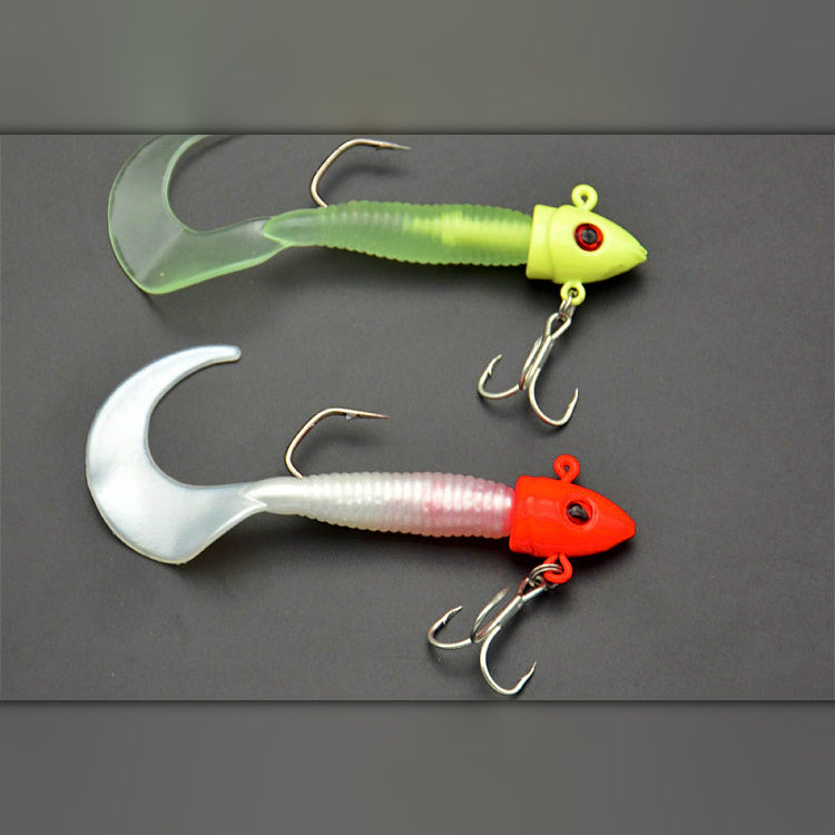 Curly Tail Soft Bait with Lead Jig Head, 18–50 g (0.6–1.8 oz)