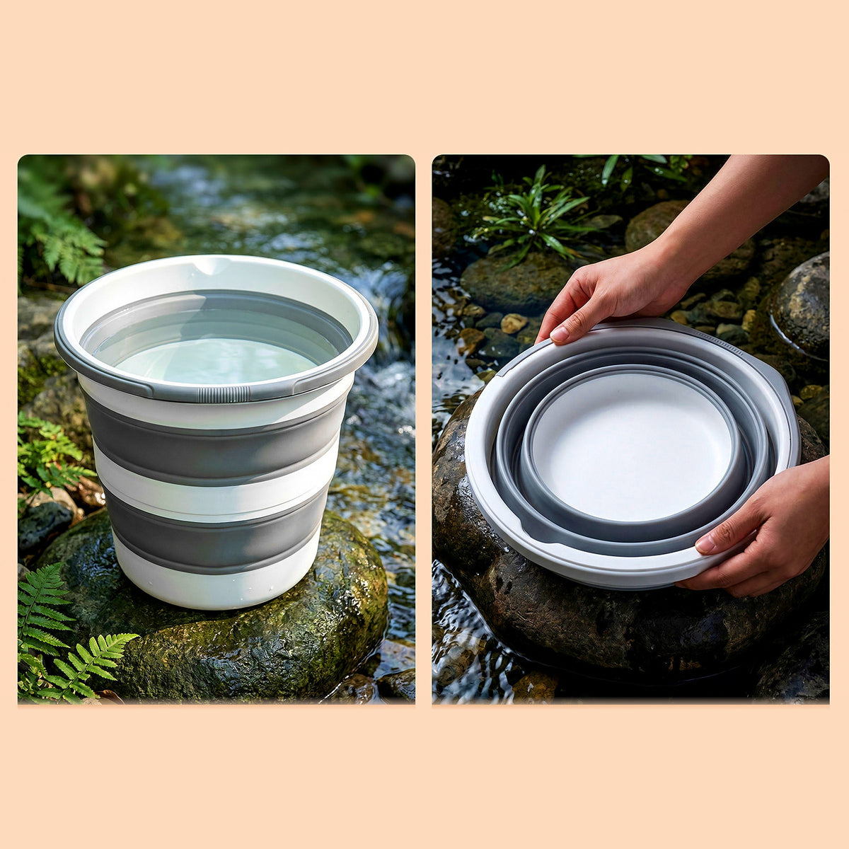 Foldable Bucket, 8.8 L or 13.5 L Collapsible Deck Bucket