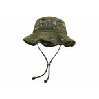 Embroidered Wide Brim Bucket Hat, Sun Protection, M (56-58 cm)