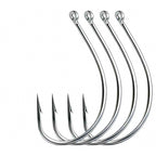 Barbed Ring-Eye Saltwater Hooks, 100 pcs, Sizes 2 to 2/0