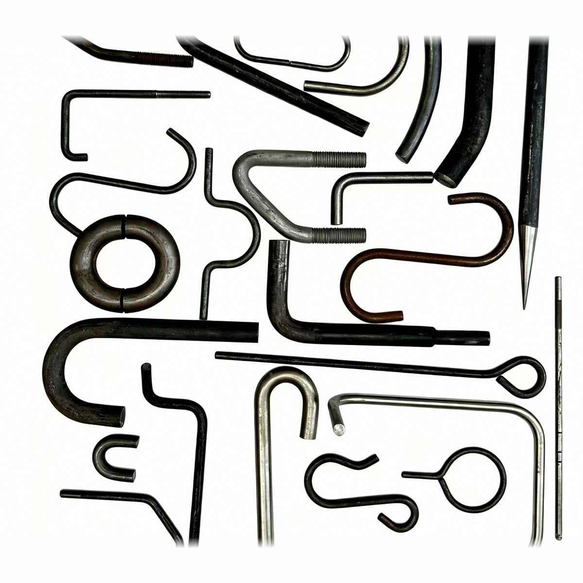 Custom Bent Round Steel Hook, V/D/Square Ring Link Hook