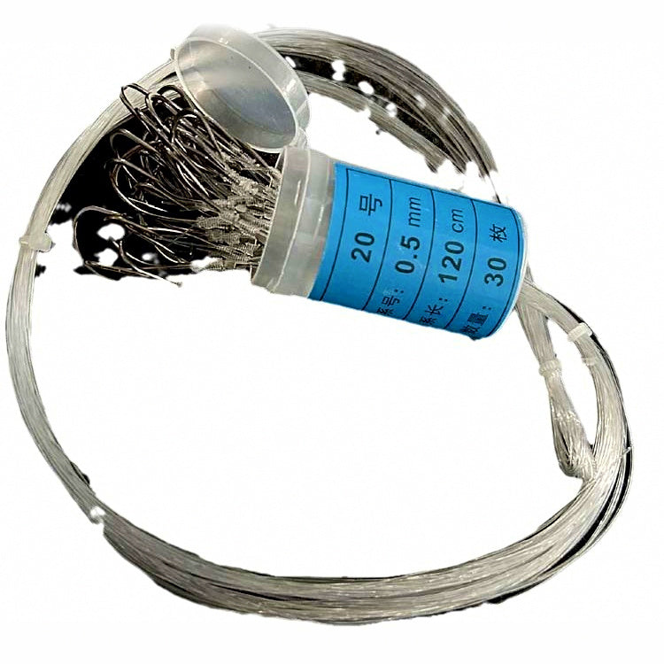 Pre-Tied Snelled Single Hooks with Leader, 30 Pack