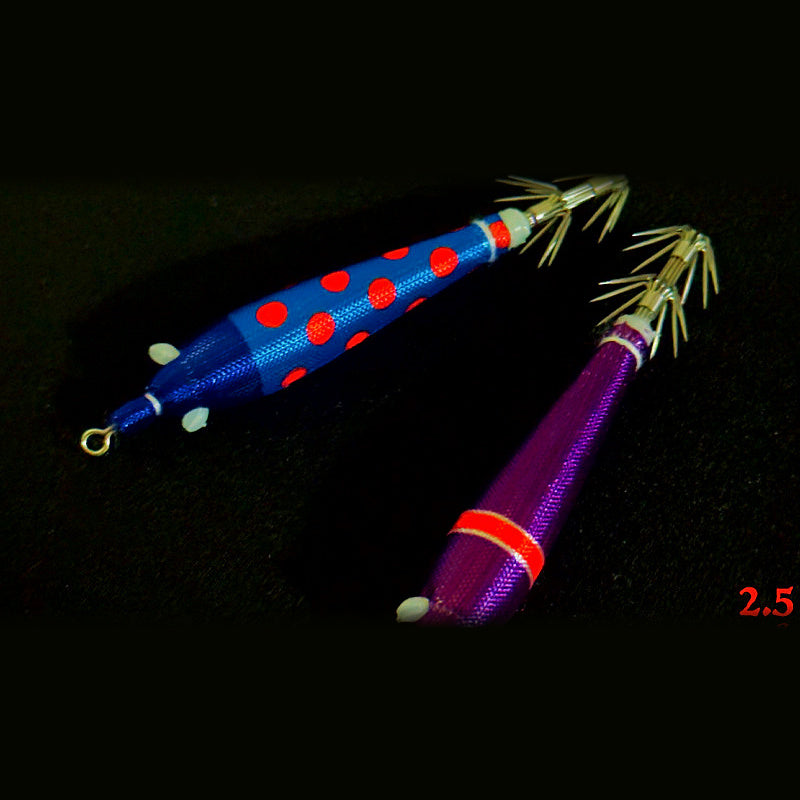 Cloth Wrapped Squid Jig, Size 2.5, Glow Eyes, 3.7 g (0.13 oz)