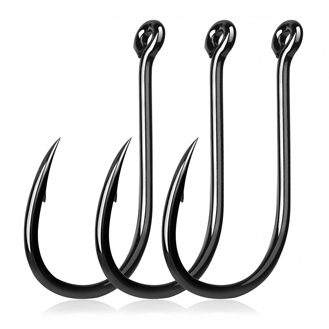 Black Iseni Hooks, Barbed Eyed Tube-Type, 50 pcs
