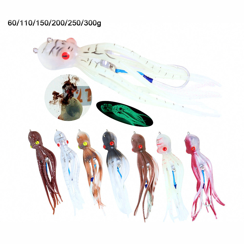 Glow Octopus Squid Jig, TPE Soft Bait, 60–300 g (2.1–10.6 oz)