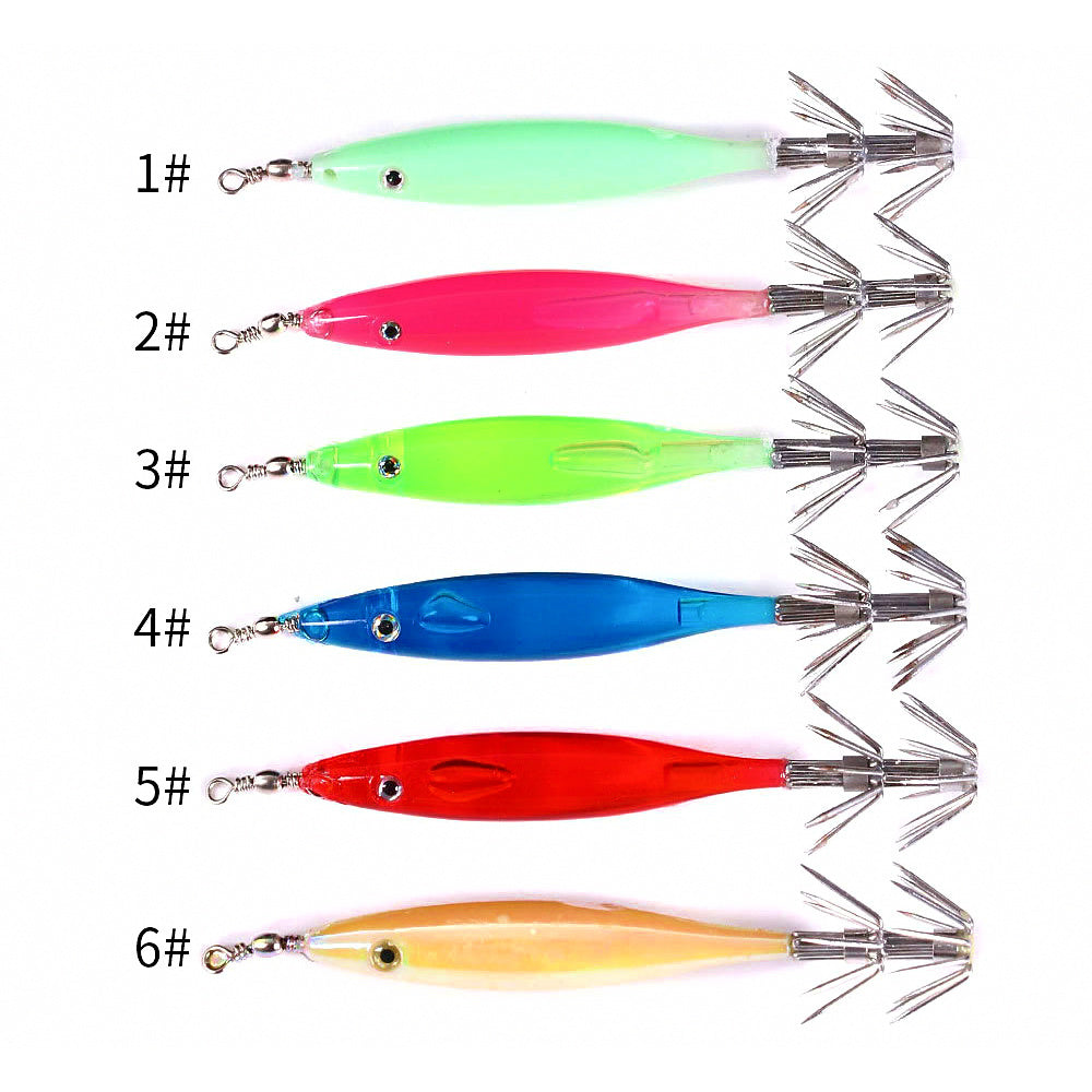Wood Shrimp Squid Jig, 8 cm 18 g (0.6 oz), 5-Pack