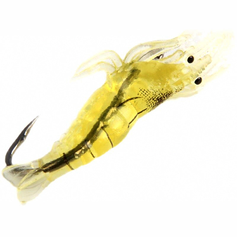 Soft Plastic Shrimp Lures with Hooks, Multiple Sizes