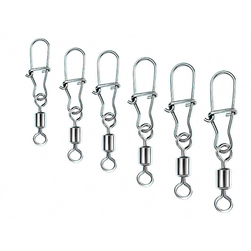 Reinforced Safety Pin Snap Swivels, Sizes #14–#2
