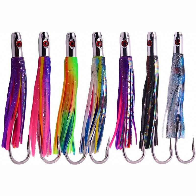 5 in Metal Head Trolling Squid Skirt Lure, Glow