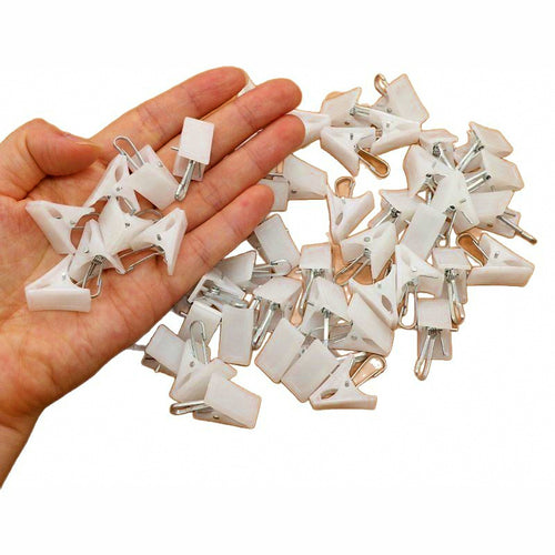 White Plastic Snap Clips, Pack of 10, 30 or 50