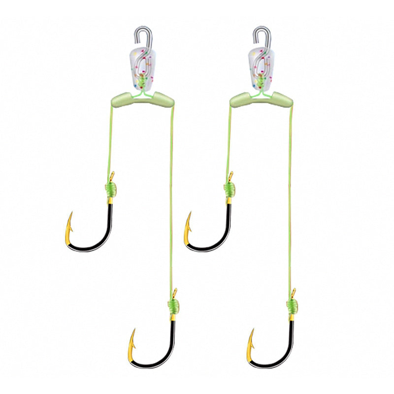 Pre-Tied Double Hook Snell Rigs, 8 cm (3.1 in), 6-Pack