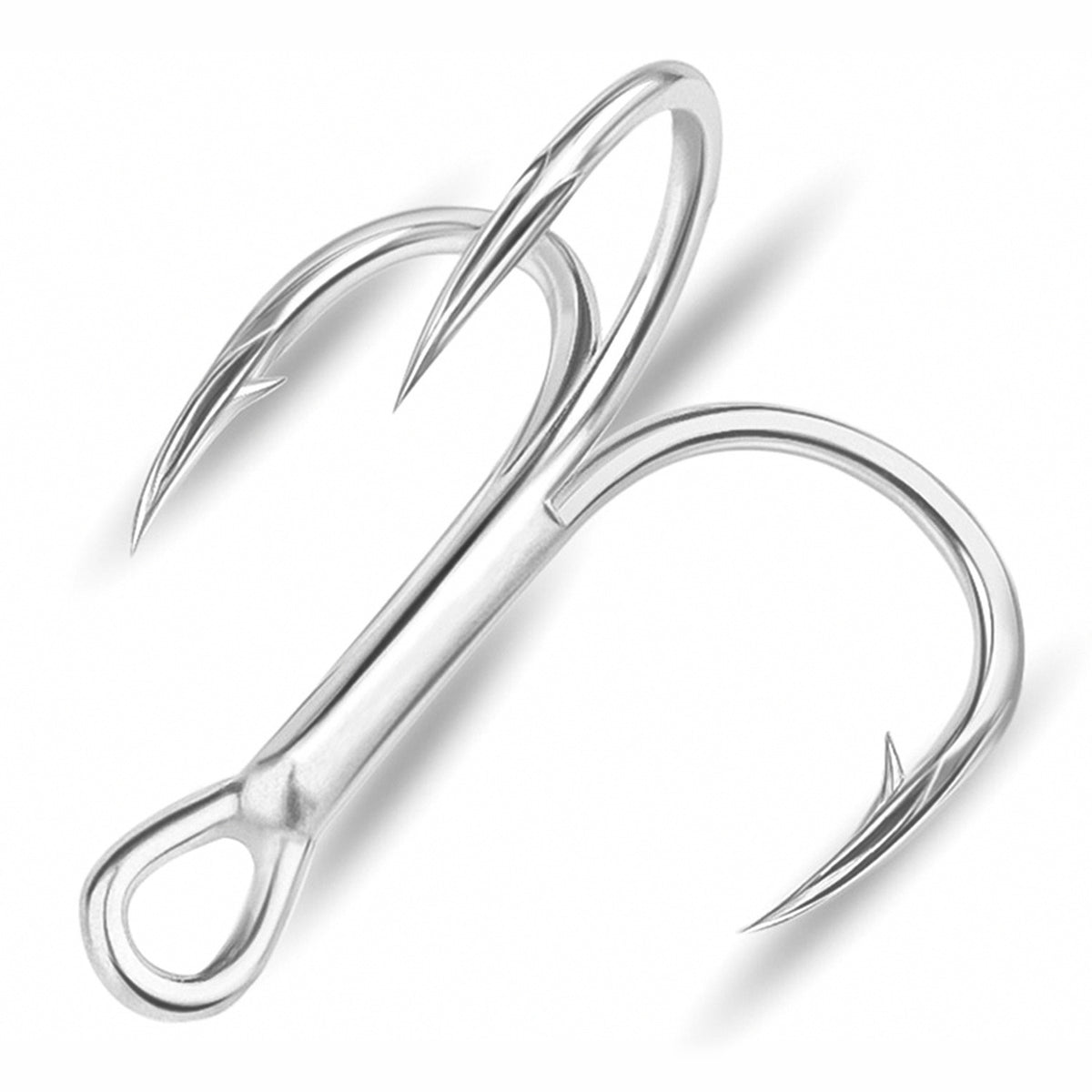 Strong Treble Hooks, Tin-Plated, Barbed, Size 12 to 3/0