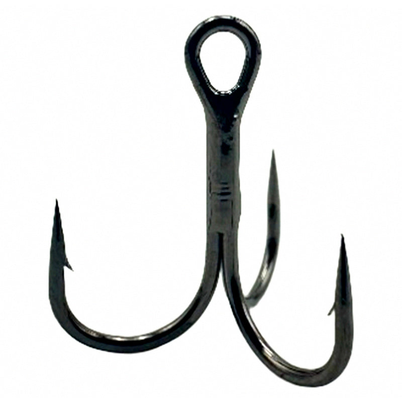 Black Treble Hooks, High-Carbon Steel, Sizes #4–#22