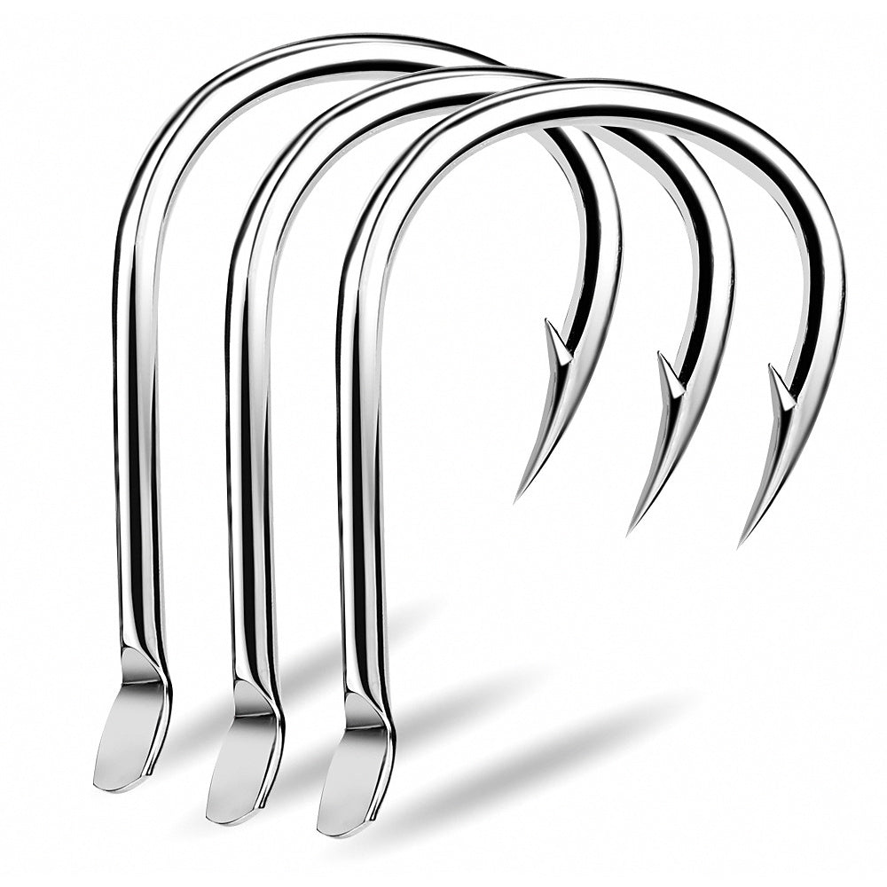 Carbon Steel Single Hooks, Sizes 1/0–5/0, 10 Pack