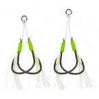Glow Double Assist Hooks, 1/0–4/0, Slow Pitch Jigging
