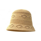 Knit Bucket Hat, Openwork Breathable Sun Hat, Adjustable