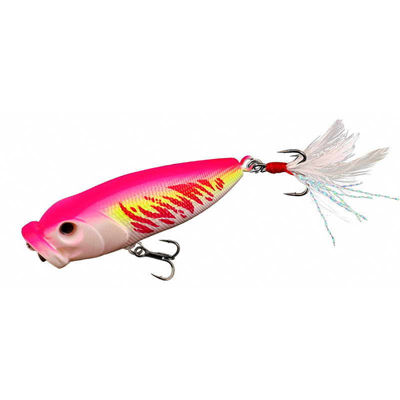 Floating Popper Lure, 9 g (0.32 oz), Feather Treble Hook