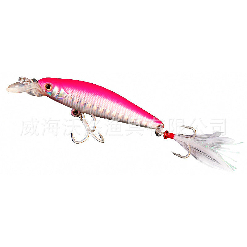 Slow Sinking Minnow Lure, 5.5 g (0.19 oz), Feather Treble